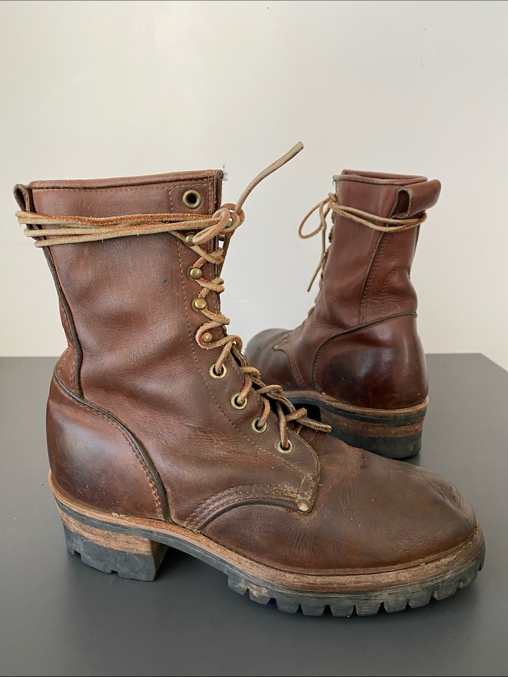 Georgia Boot Brown Leather Lace-Up Work Boot Men’s 6.5 s Women’s 8